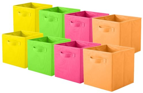 Pinkgarden Aufbewahrungsboxen, Zusammenklappbarer Stoffwürfel-Organisator mit Griffen, für Haus, Kinderzimmer, Schrank und Spielzeugorganisation, 8er-Set, 26,7 x 26,7 x 27,9 cm, Mix B