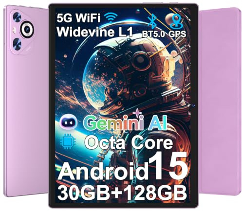 JUSYEA 2026 Tablet 10 Inch Android 15, 30GB RAM+128GB ROM/TF 2TB, 8000mAh, Parental Control, 8-Cores, Gemini AI/Widevine L1, BT5.0, 8MP+5MP, WIFI 6, Tablets Metal Frame-Purple