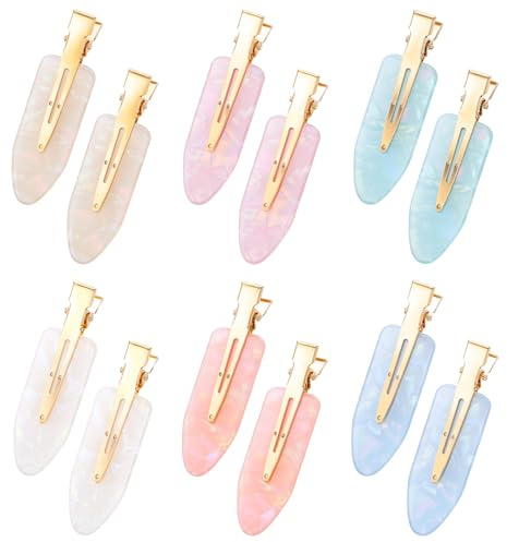 cobee 12 Stück Keine Biegung Haarspangen, Nahtlose Haarspange | Flache Haarklammern Falten Haarclips Make Up Haarclips Für Damen Salonfrisuren Friseursalon Pony Wellig