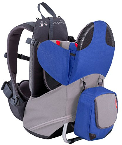 phil&teds Parade Child Carrier Frame Backpack, Blue – Compact, Lightweight (4.4lbs) – Holds a 40lb Child – Ergo Fit Harness – Waterproof – Minipack Included - 2 Year Guarantee
