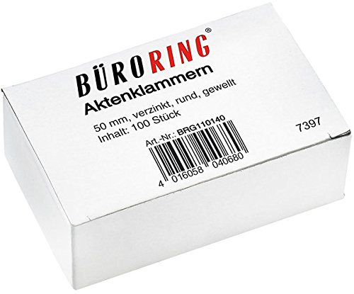 Büroring Aktenklammern 50mm/100 verzinkt gewellt rund