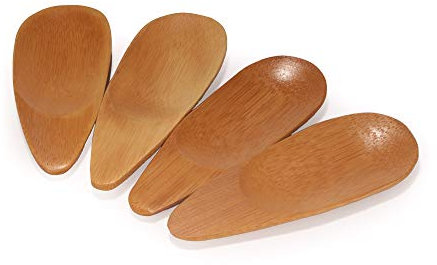 BambooMN - 4 Small Solid Bamboo Oval Scoop, 30pcs