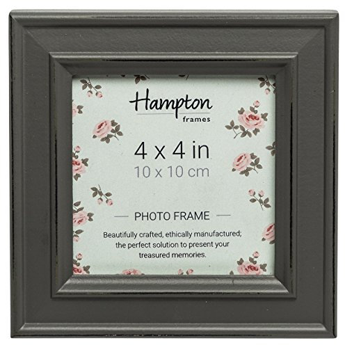 Hampton Frames | Bilderrahmen Paloma quadratisch | 10x10cm, grau, Holz | Glasöffnung, freistehend & wandmontierbar, Befestigungsclips | Fotorahmen für Zuhause & Büro