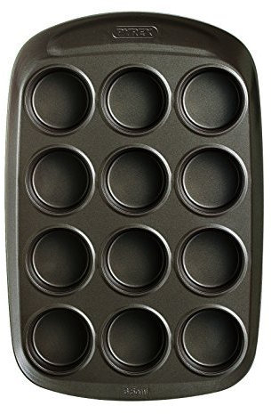 Pyrex Medium Metal Asimetria Easy-Grip 12-Cups Muffin Tray, Brown by Pyrex
