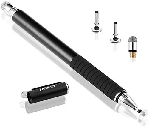 MEKO 2-en-1 Stylet pour Ecran Tactile de Précision avec 3 Pointes de Stylet Capacitives Remplaçables pour iPad, Tablette, iPhone, Smartphone, Samsung Galaxy Note/Tab - Noir