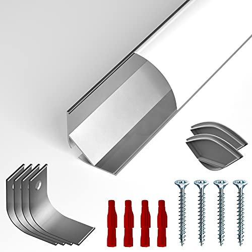 LED Eckprofil NITO von alupona® | 1 x 2 Meter | Eloxiert | milchige Abdeckung | Innenecke | Winkelleiste | Aufbauprofil für LED Beleuchtung | Innen- und Außenbereich
