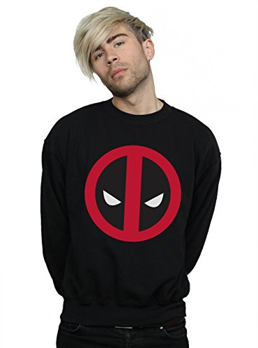Marvel Men's Deadpool Large Clean Logo Sweatshirt Black Large