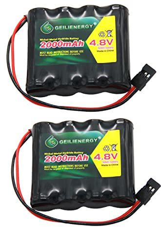 QBLPOWER 4.8V 2000mAh NiMH RX Receiver Battery Pack RC Futaba Hitec JR for RC Cars and Airplanes(2 Pack)