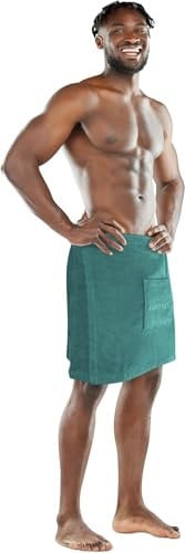 normani Saunakilt Saunatuch für Herren 100% Bio Baumwolle mit praktischem Schnellverschluss Oeko-Tex® 100 Farbe Petrol
