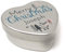 Personalised Merry Christmas Name Heart Shaped Mini Tin Xmas Personalised Name Cute Winter Stag filled with mini chocolates