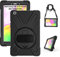 Gerutek Custodia Cover per Samsung Galaxy Tab A 8.0 2019 (SM-T290/T295), Custodia Protettiva Antiurto con Supporto Rotante 360 e Cinghia Mano/Spalla Cover per Galaxy Tab A 8.0, Nero