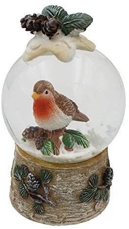 Widdle Wonderland Rotkehlchen-Schneekugel, Klassisch, Glas, klar, 45 mm, 7,5 x 4,5 cm