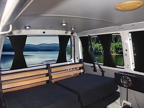 BREMER SITZBEZÜGE Maß Gardinen Vorhänge Sonnenschutz kompatibel mit VW T5 T6 T6.1 Multivan Caravelle Kurzer Radstand in Schwarz Camping Zubehör Wohnmobil Zubehör Camper Gardinen Set 717-2