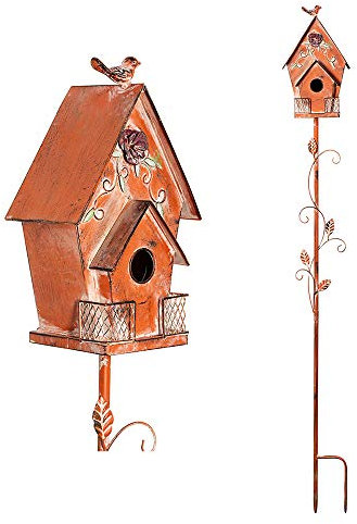 MOCOME Dutch Cottage Vogelhaus-Heringe für draußen mit Stange, Used-Look aus Metall, Vogelhaus-Ständer für den Außenbereich, Gartendekoration (147,3 cm)