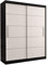 E-MEUBLES Kleiderschrank Schwebetürenschrank 2-türig Schrank mit vielen Einlegeböden und Kleiderstange Schiebetürenschrank Gaderobe Schiebtüren BxHxT 150x200x61 - Lara 06 (Schwarz + Weiß)