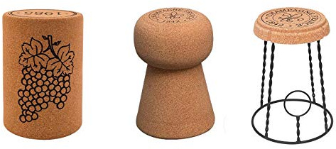 Biosughero - Drei Hocker aus Kork, Champagner, Käfig und Wein, Höhe 45 cm