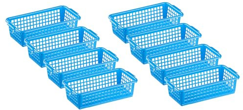 MiraHome Aufbewahrungskorb 20x10x5,5cm 0,7L 8er Set – Allzweckkorb aus robustem Plastik (BPA-frei) – Aufbewahrungsbox für Küche & Bad – Perfekter Korb für Aufbewahrung – Blau