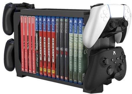 TNP - Torre di archiviazione universale per videogiochi PS5, PS4, Nintendo Switch, Xbox Series/One, supporto per videogiochi, organizer per organizzare e visualizzare video, Nero, Hold up to 15 Disc,