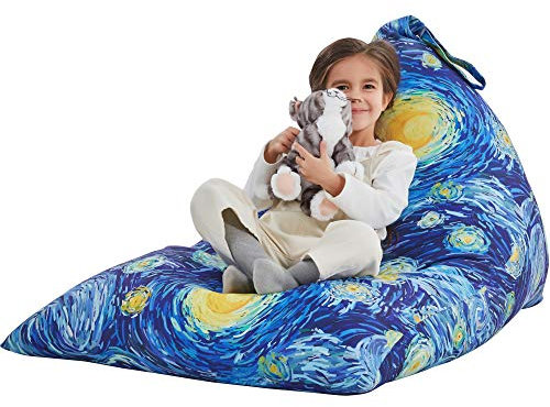 Nobildonna Sitzsack-Stuhlbezug für Kinder und Erwachsene, extra großer Sitzsack ohne Füllung, Plüschtierhalter und Organizer, Premium-Segeltuch, 250 l (Sternennacht)
