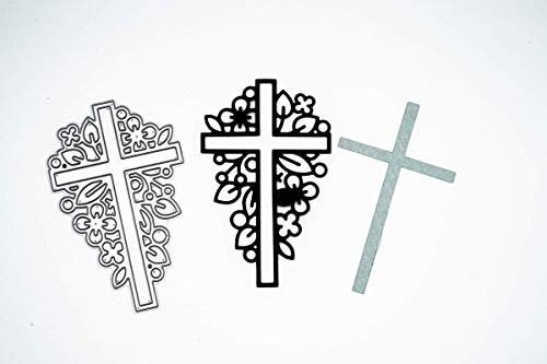 Stanzenshop Stanzschablone Kreuz mit Blumen, Stanzschablonen Kommunion, Konfirmation, Stanzformen, Schablonen, Scrapbooking, Kartenherstellung, DIY, Prägeschablonen