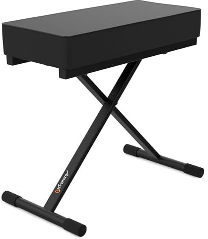 Audibax KB150 - Panca per Pianoforte o Tastiera - Panca per Pianoforte Pieghevole Resistente - Altezza Regolabile da 49 a 58 cm - Sgabello Imbottito per Tastiera - Piedini in Gomma Antiscivolo