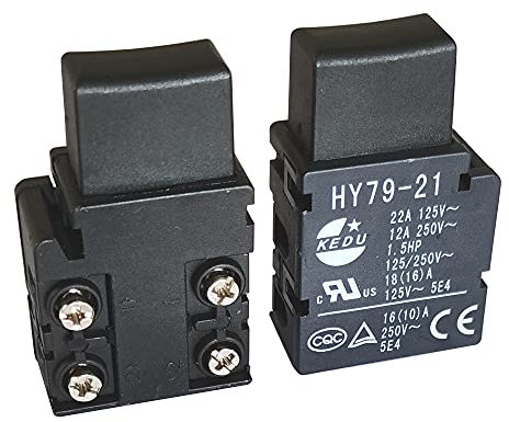 KEDU HY79-21 - Interruptor de botón para cortacésped (18 (16) A, 2 unidades)