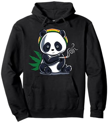 Panda Raucht Gras Marihuana Cannabis Weed Rastafari Kiffer Pullover Hoodie
