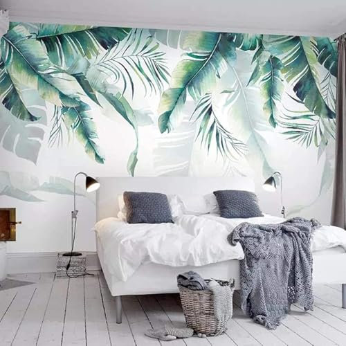MIWEI Wallpaper Papier Peint Panoramique Feuilles De Palmier Vert Jungle Papier Peint Nature Intissé Murale Chambre Salon -MIWEI Wallpaper-033-350cmx256cm