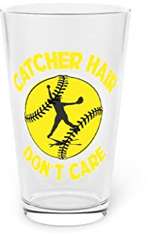 Beer Glass Pint 16oz Novelty Softball Baseball Graphic 16oz