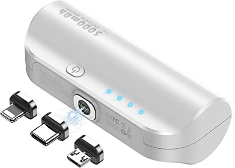 LUCKYDUO Mini Power Bank 5000 mAh,Cargador Portátil 3 en 1,Batería Externa Inalámbrico,Carga Rápida para iPhone/Type-c/Micro USB-A,Powerbank Compacto Pequeño Compatible con iPhone/Samsung