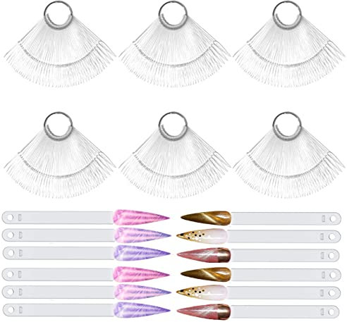 300pcs Nuancier Ongles Stiletto Présentoir Vernis Ongles en Éventail Faux de Ongles Nail Tips Transparent Bâtons pour conception d'ongles de salon d'art de Couleur Nail Art Tips couleur Faux Ongles