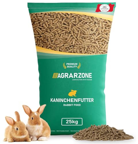 Agrarzone Mangime per Conigli Pellets 25 kg - Mangime per conigli, coniglietti nani e lepri - Mangime per piccoli animali ricco di nutrienti - Certificato AMA, 100% privo di OGM