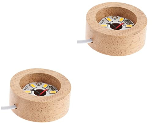 DOITOOL Led Lichtbasis Aus Holz Für Kristallkunst Usb Aufladbare Leuchte Warmes Licht Für Glaskunst Und Dekoration Breit Idealer Kristallkugelhalter