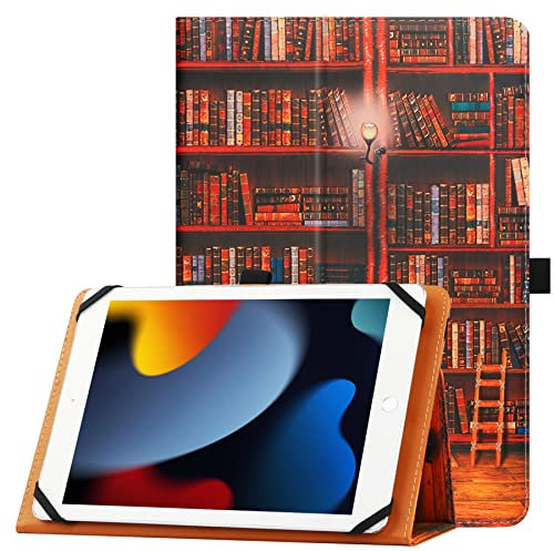 HGWALP Custodia universale per tablet da 9 -11 pollici, Folio Custodia protettiva universale per tablet da 9,9.7,10, 10.1, 10.5, 11,con cinturino a mano e funzione stand-Library