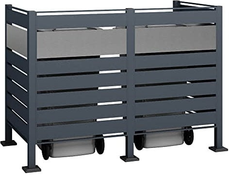 Westmann 2er Mülltonnenverkleidung Planum | Metall 160x80x120 cm Grau/Hellgrau | Mülltonnen Sichtschutz & Mülltonnenbox für 2 Mülltonnen