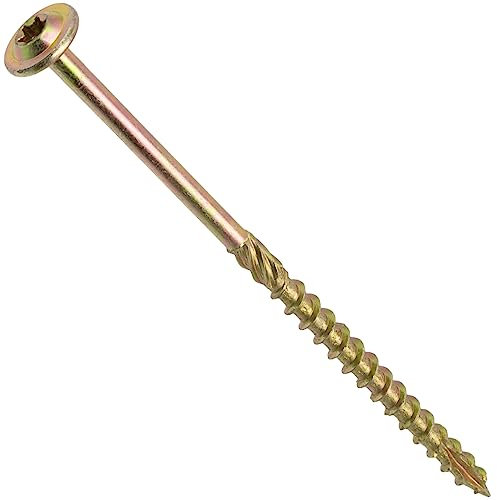AERZETIX - C67449 - Set di 100 Viti per legno Ø5x100mm con testa larga bombata - con impronta a stella Т25 - in acciaio zincato - carpenteria, compensato, truciolare, melaminico