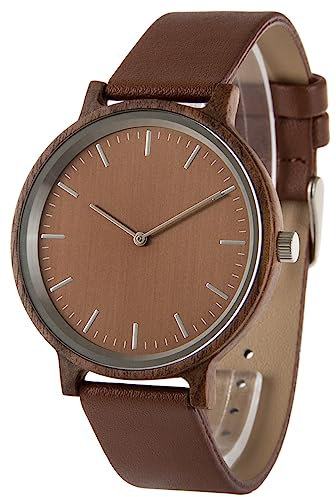 Zeit-Bar Armbanduhr für Damen und Herren Slim Line, Holzgehäuse