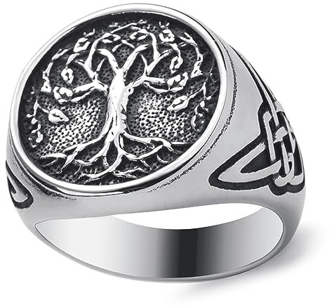 WESTMIAJW Bague viking pour homme - Loup viking nordique - Corbeau - boussole - Arbre de vie - Taille 58 - 65 - 66 - 66 - 66 - 66 - 66 - 67 - 1, Acier inoxydable