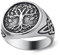 WESTMIAJW Bague viking pour homme - Loup viking nordique - Corbeau - boussole - Arbre de vie - Taille 58 - 65 - 66 - 66 - 66 - 66 - 66 - 67 - 1, Acier inoxydable