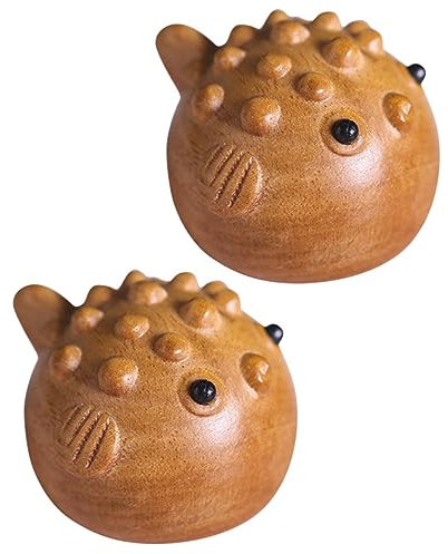 Garneck 2st Kugelfisch Aus Holz Meer Fotoschmuck Dekoratives Fischmodell Tropische Fischfigur Handspielzeug Fischstatus Glück Schlüsselanhänger Kinderzimmer Sandelholz Kunsthandwerk