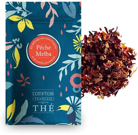 2x100g d'Infusion aux notes de Pêche et de Vanille - Délicieuse Chaude ou Glacée | Peche Melba COMPTOIR FRANÇAIS DU THÉ