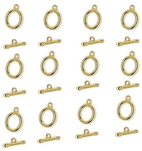 Flat Round Jewelry Clasps Toggle Circle Clasp Tbar Gold Closure Fastener Hook Connectors End for Necklace Bracelet Jewelry Making Golden 20sets
