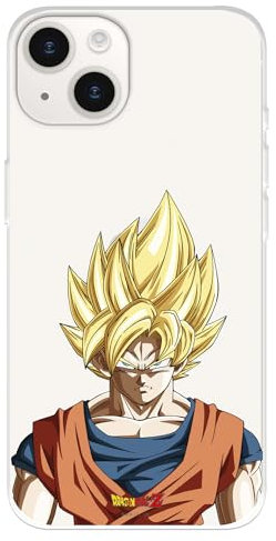 Schutzhülle kompatibel mit iPhone 15, offizielles Dragon Ball Goku Super Saiyan zum Schutz Ihres Handys. Transparente Silikonhülle, flexibel, mit offizieller Lizenz von Dragon Ball