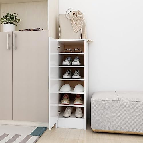CKioict Aufbewahrung für Eingang Schuh Organizer Flurschrank Schuhschrank Weiß 32x35x92 cm HolzwerkstoffFür Eingang, Schrank und Flur