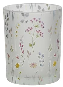 Windlicht Blumen bunt Glas Kerzenhalter Glaswindlicht Teelicht Frühling H=12,5 cm
