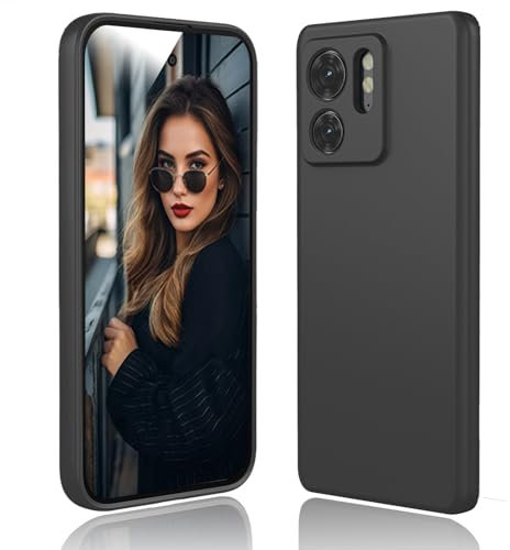 DESSEN Cover per Motorola Moto Edge 40 - Liquido Silicone Custodia con Fodera Microfibra Antigraffio Morbida TPU Antishock Protettiva Case Sottile e Flessibile Cover, Nero