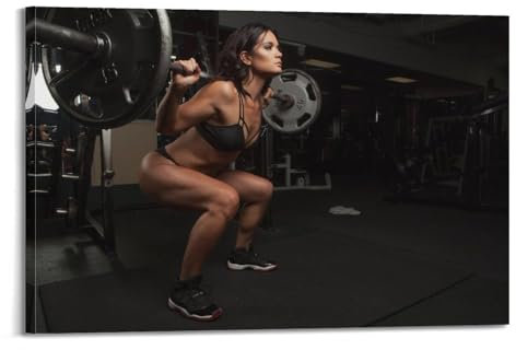YIHAIKAI Poster für Damen, Barbell Squat, Fitness, Training, Poster, dekoratives Gemälde, Leinwand, Wandposter und Kunstdruck, modernes Familienschlafzimmer, Dekoration, Poster, 40 x 60 cm
