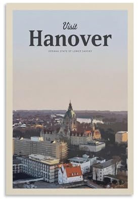 Jdheeh Vintage-Poster auf Leinwand, Motiv: Hannover, Wanddekoration, Poster, 20 x 30 cm
