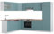 Vicco Eckküche R-Line, Blau-Grau/Weiß, 227 x 287 cm, AP Eiche