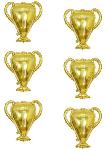 KARELLS Ballon Gonflable Coupe,6 Pièces Ballon Trophée Champions,Ballon Gonflable Trophée,Ballon Doré Trophée Gonflable,Trophée Ballon,Decoration Football Fête Kit,pour Décoration de Euro 2024